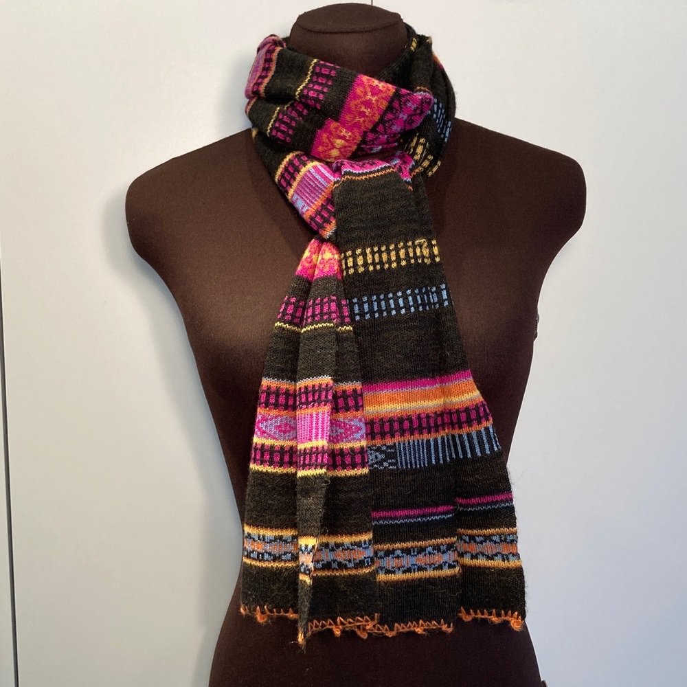 Peruvian Link superfine 100% baby alpaca Colorful Striped Scarf